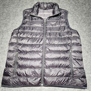 Eddie Bauer Mens Down Filled Nylon Puffer Insulated Vest Black Packable XL Puffy